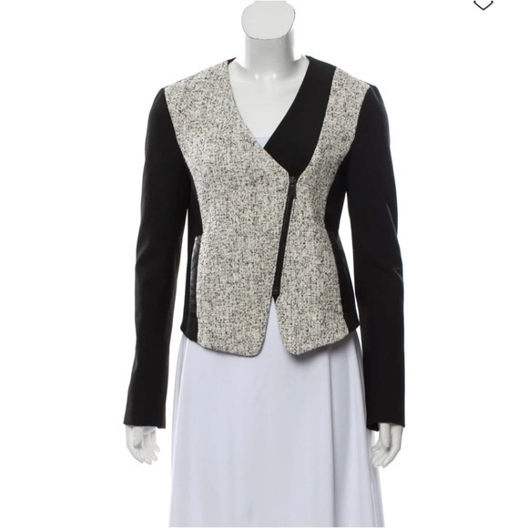 Tibi Colorblock Leather-Accented Zip-Up Jacket